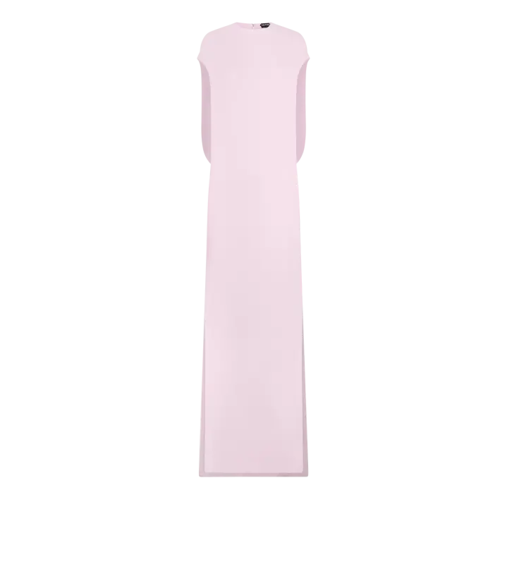 SILK DOUBLE GEORGETTE STRETCH EVENING DRESS ORCHID PINK online